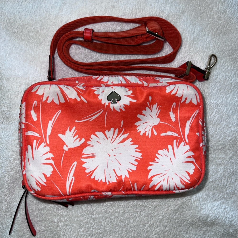 Orange and white Kate spade nylon crossbody